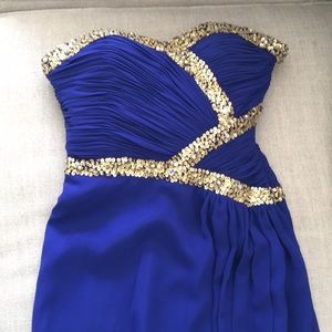 Royal Blue and Gold Prom Dress